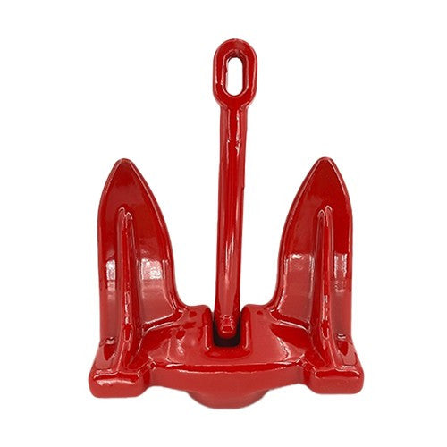 Greenfield 15 lb PVC coated navy anchor in red, full view