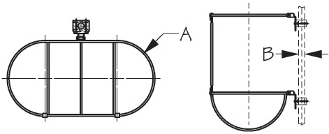 Sea-Dog 327357-1 dimensioned line drawing showing the 7-1/2 inch A dimension and the 7/8 to 1 inch rail clamp