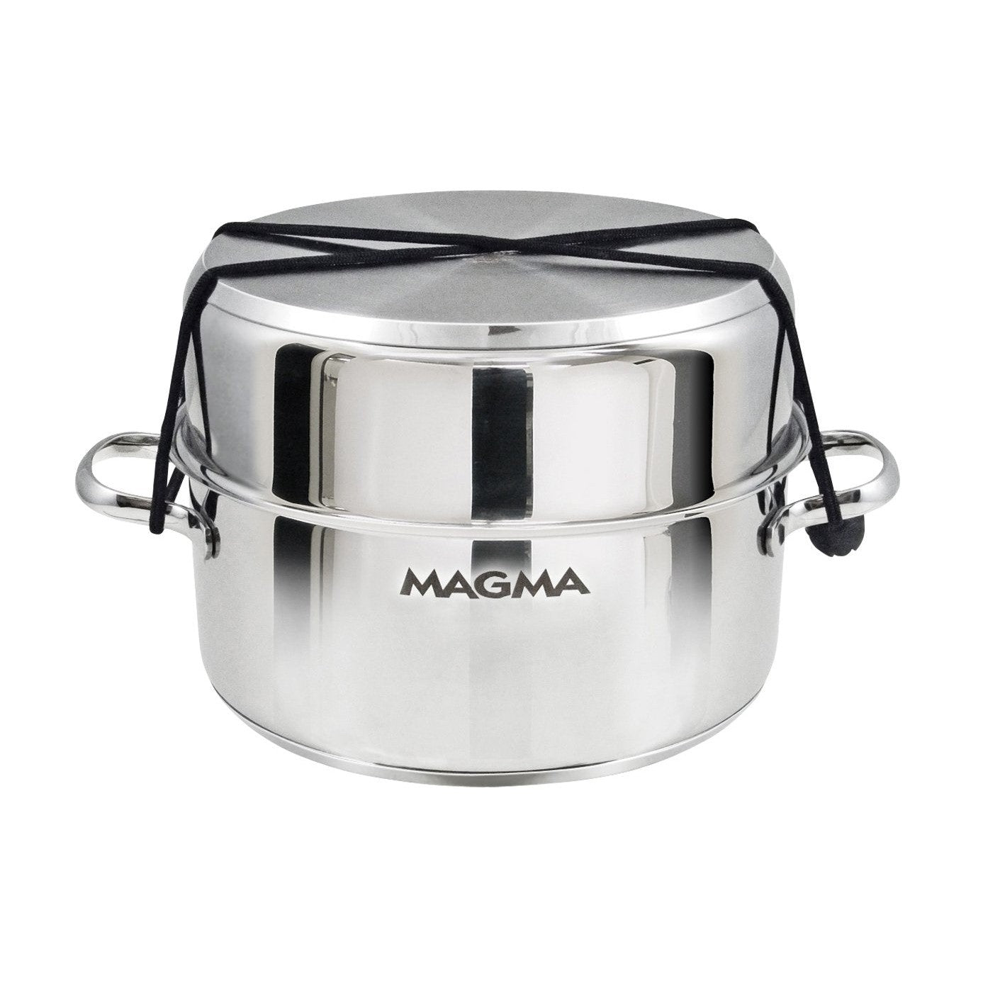 Magma 10 piece nesting cookware set stacked for storage