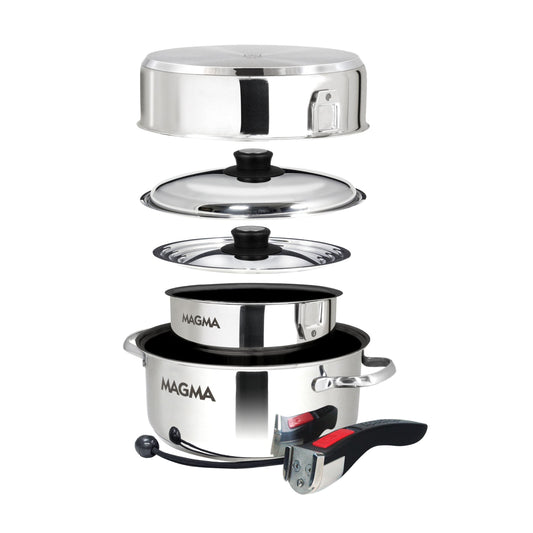 Magma A10-363-2-IND cookware set shown nesting together for storage