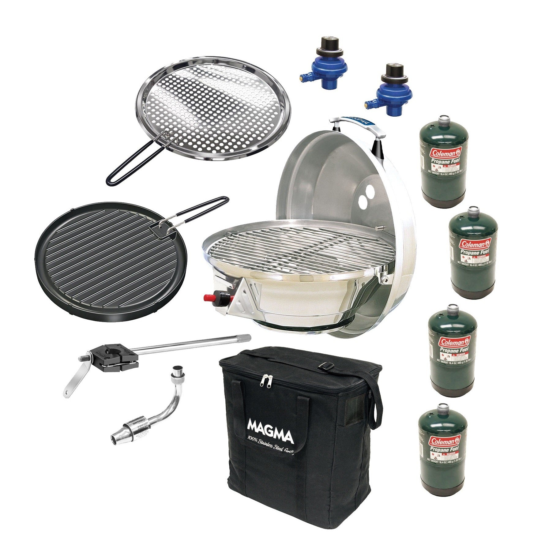 Magma A10-991 case open with grill and accessories inside