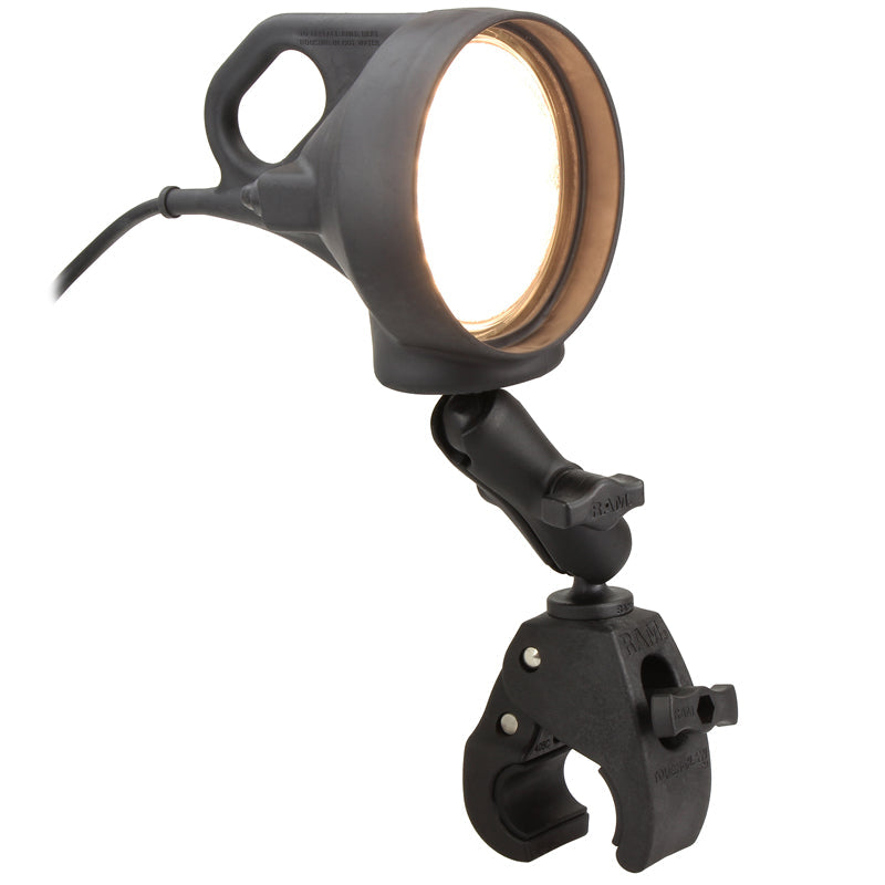 RAM Mounts LED spotlight kit with double socket arm and medium Tough-Claw clamp
