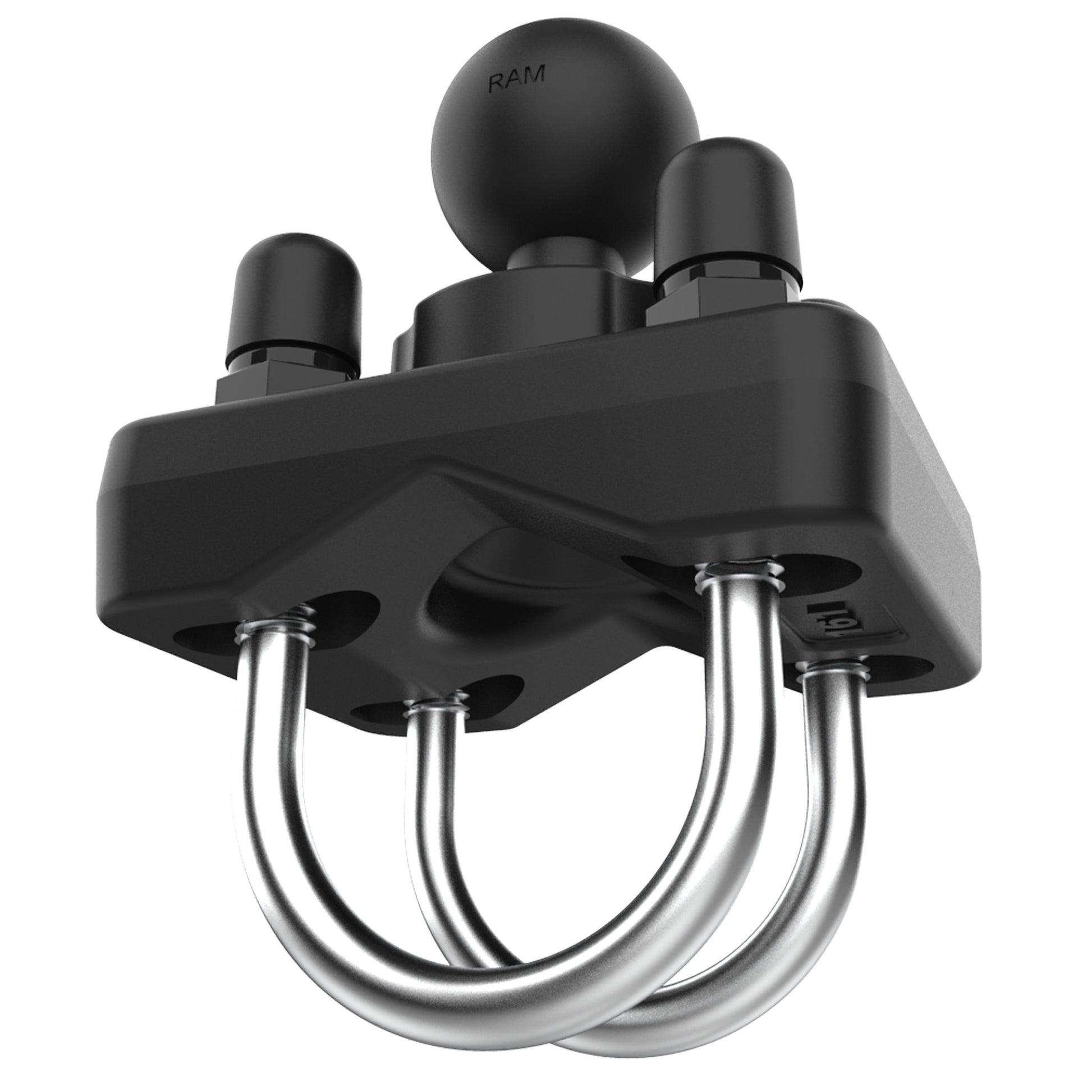 RAM stainless double U-bolt rail base for 1 to 1.25 inch rails, included in the kit