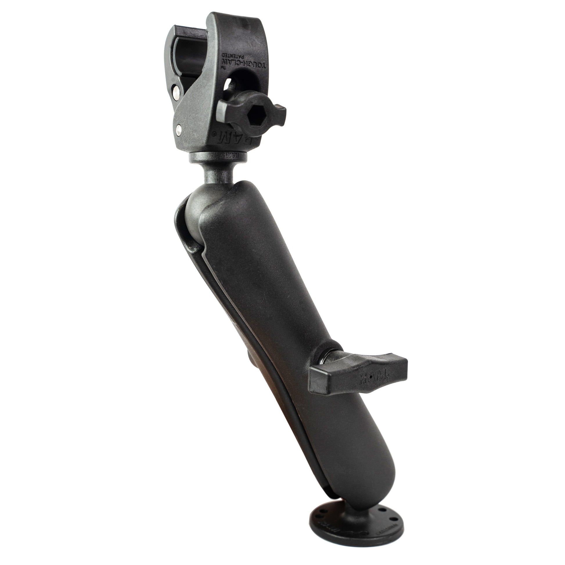 RAM Mounts trolling motor stabilizer with Tough-Claw clamp and long arm