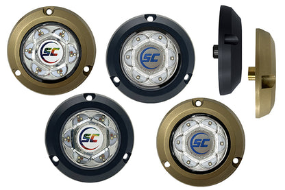 Shadow-Caster SC2 surface mount underwater lights installed on a transom