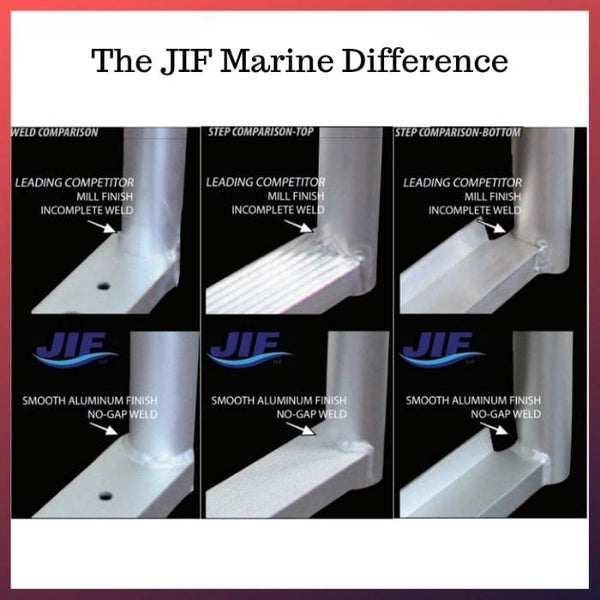 JIF Marine Removable Folding Pontoon Ladder – 4-Step Stainless