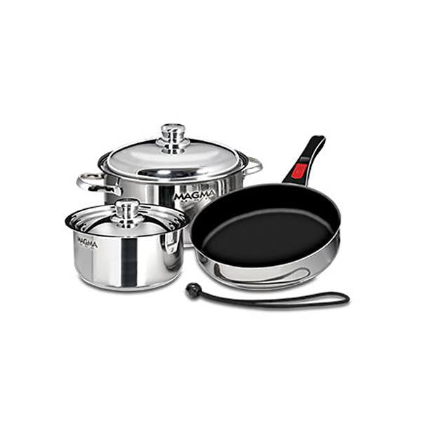 Magma 7-piece stainless nesting induction cookware with Ceramica non-stick