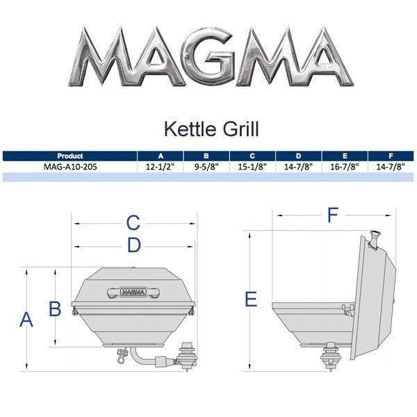 Magma kettle grill size chart