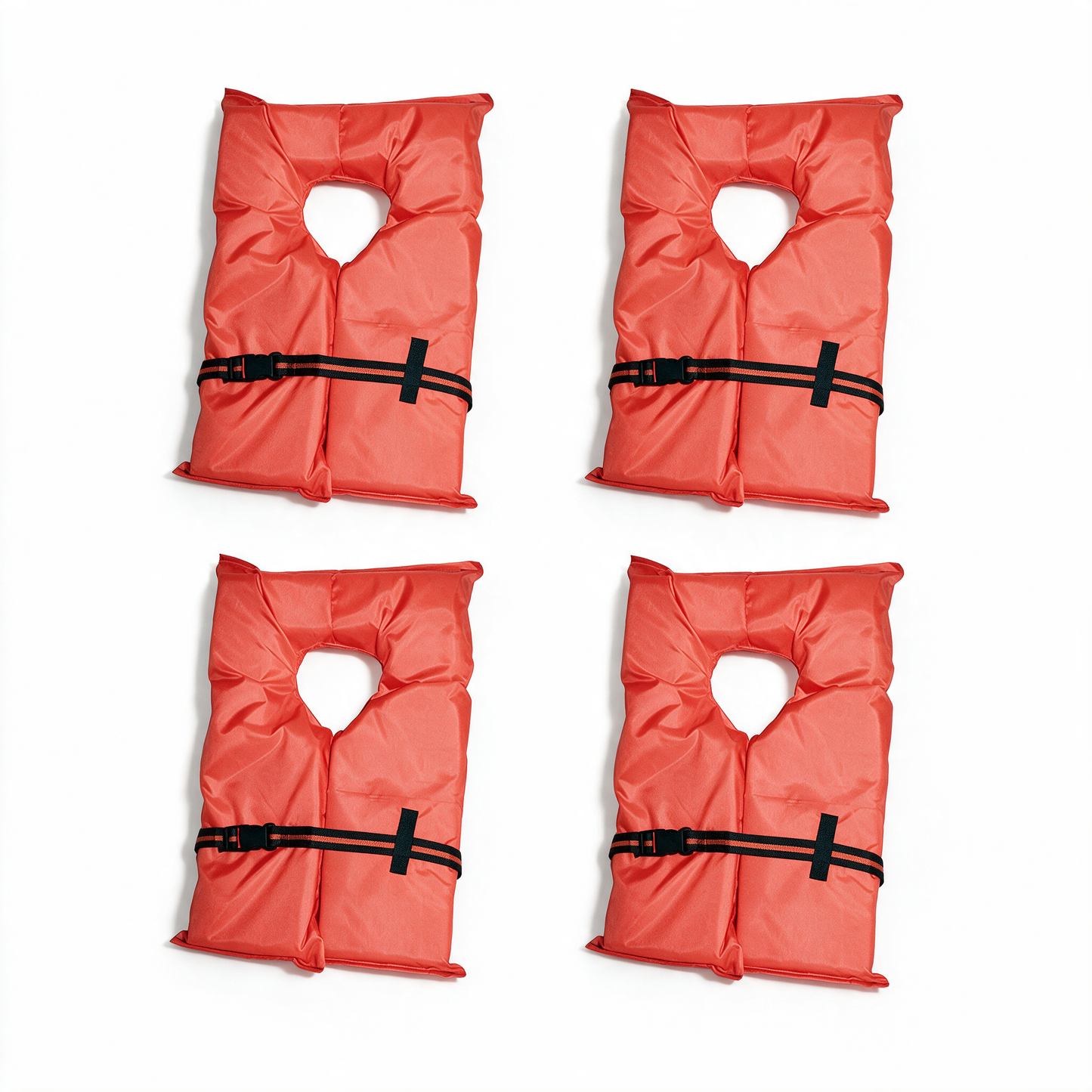 Four Kent adult Type II USCG approved orange life jackets - 4-pack