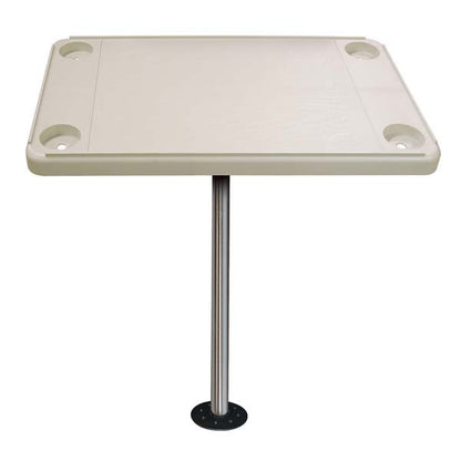 JIF Marine rectangular table kit with surface mount pedestal, ivory