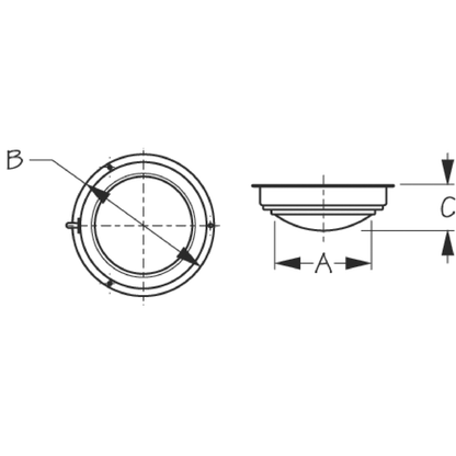 Sea-Dog 5 inch dome light dimensions diagram