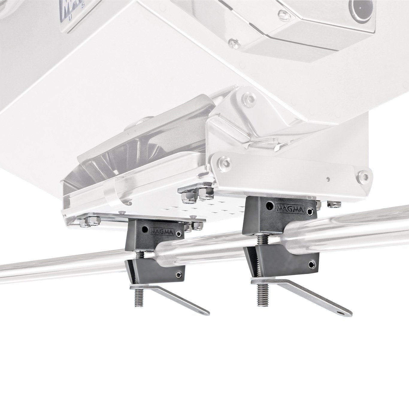 Magma dual horizontal round rail mount for rectangular grills, T10-585